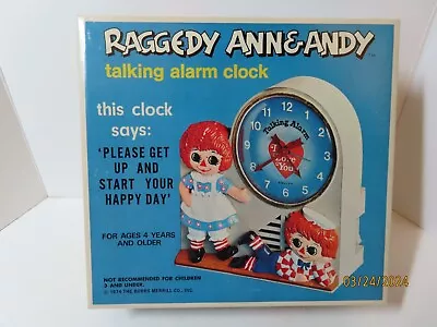 1974 Janex Raggedy Ann And Andy Talking Alarm Clock In Box Remarkable Condition • $75