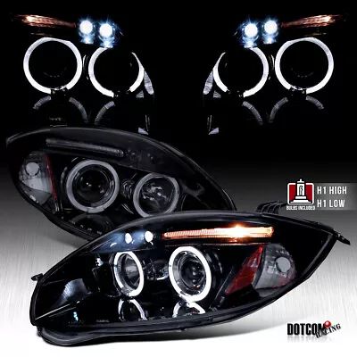 Fit 2006-2012 Eclipse Black Smoke LED Halo Projector Headlights Lamps Left+Right • $185.99