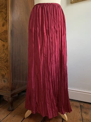 £11 • Buy Vintage 90s Jaeger Crinkle Silk Maxi Skirt 10