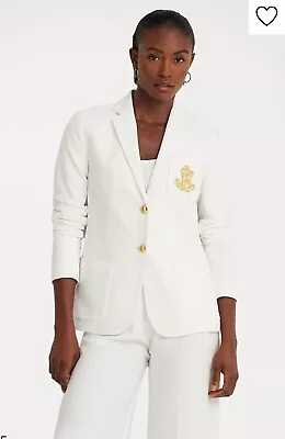 Ralph Lauren Jacket Womens Size S. Soft Stretch Blazer Gold Embroidery VGC. • £39.99