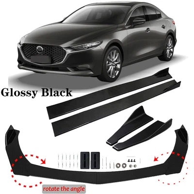 $94.24 • Buy For Mazda 3 Sedan Car Front Rear Bumper Lip Spoiler Diffuser+Side Skirt Splitter