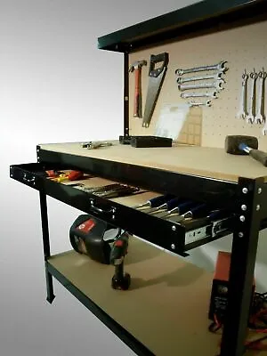 Workbench Workstation Pegboard Drawer Heavy Duty Metal Garage Workshop Shelve • £67.49