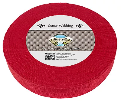 Country Brook Design® 1 1/2 Inch Red Heavy Cotton Webbing 25 Yards • $54