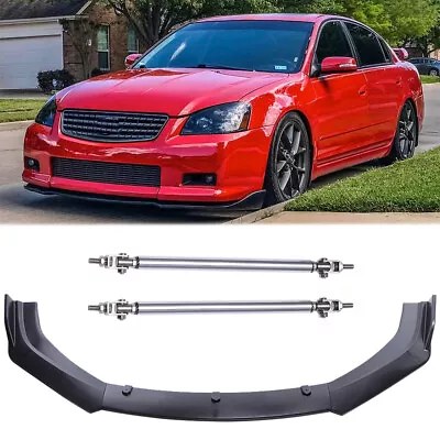 Front Bumper Lip Splitter Spoiler Body Kit +Strut Rods For Nissan Maxima 2000-21 • $90.35