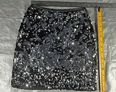 Cute Sequin Silver And Black Pull On Mini Skirt Xs By You • £3.99