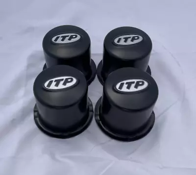 4 CAP DEAL ITP 2.65  Dia Bore Wheels Black Steel Push Thru Center Caps SM130BBX • $19.95