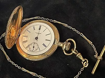 Antique COLUMBIA WATCH Gold Filled Full Hunter Pocket Watch Size 12S & Chain🌺🌺 • $125.10