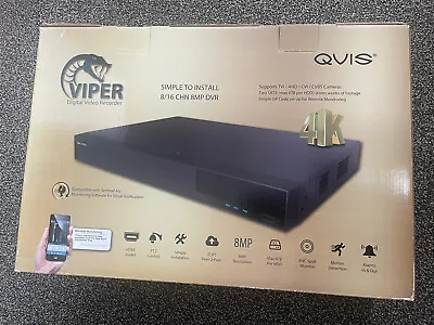 Qvis Viper 4K 8ch 2Tb Hard Drive 8mp CCTV DVR Used • £300