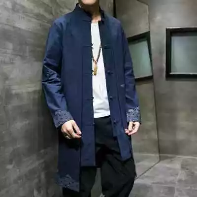 2024 Chinese Style Long Jacket Men's Street Clothing Eastern Clothing Coat • £103.93