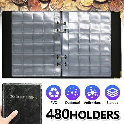 480 Coin Collection Book Holder Album Pockets Coins Display Money Storage Folder • $22.90