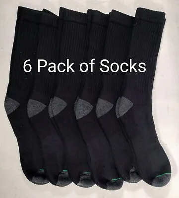 Burlington Men's Comfort Athletic Crew Thick Socks 6 Pairs (Large 6-12) Black • $24.99