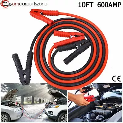 Booster Jumper Cables 2 Gauge Heavy Duty Emergency Battery Car Van 10ft 600 AMP • $27.95