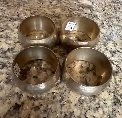 Vintage Set 4 Hammered Brass Napkin Rings • $9.99