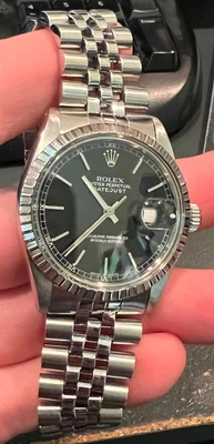 $4650 • Buy ROLEX STEEL DATEJUST 16030 JUBILEE BAND QUICKSET 3035 Acrylic Crystal Perpetual
