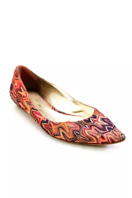 Missoni Women's Pointed Toe Abstract Print Ballet Flats Pink Size 39 • $40.81