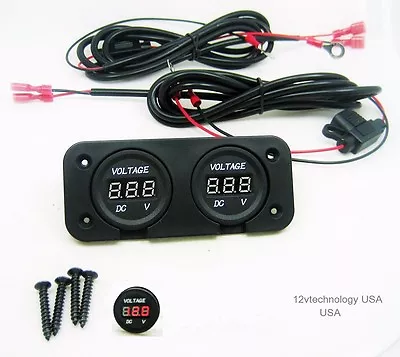 Two Battery Voltmeter Monitor Marine Boat House Banks Starting With Cables • $22.95