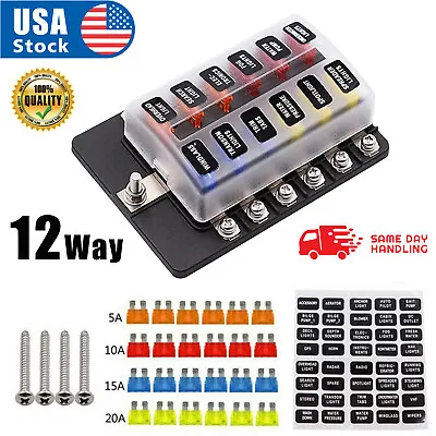 Waterproof 12-Way Blade Fuse Box Block Holder LED Indicator 12V 32V Auto Marine • $16.58