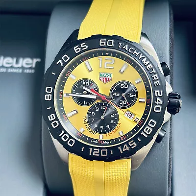 TAG HEUER Formula 1 Quartz CHRONO 43MM Yellow Rubber Men's Watch CAZ101AM.FT8054 • $889.99
