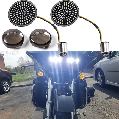 1157 LED Turn Signal Amber White Lights Bulbs Fit For Harley Davidson Motorcycle • $21.63