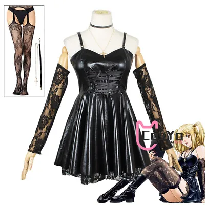 Death Note Cosplay Misa Amane Sexy Dress Stockings Necklace Uniform Outfit Wig • $21.38