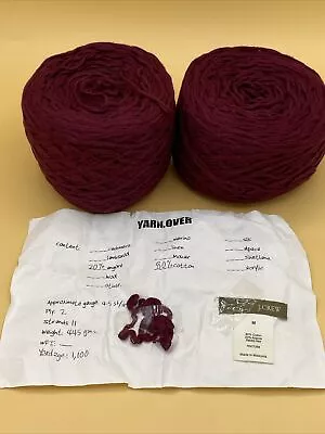 J.Crew 80% Cotton 20% Angora Yarn Recycled 2ply Dark Red Color Reclaimed • $19.99