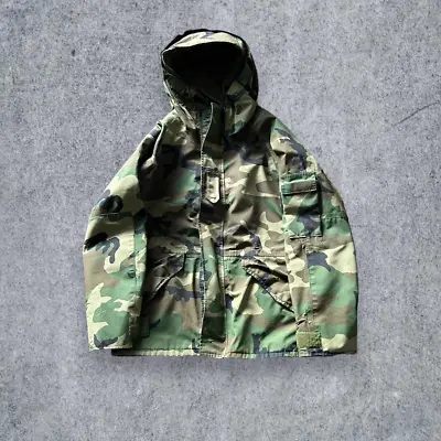 Vintage Military Camouflage Rain Jacket Size Medium US Army Rain Coat Vintage US • $55.25