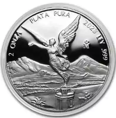 2023 Libertad 2 Oz Silver Proof Bullion Coin In Case Banco De Mexico .999+ Fine • $135.95