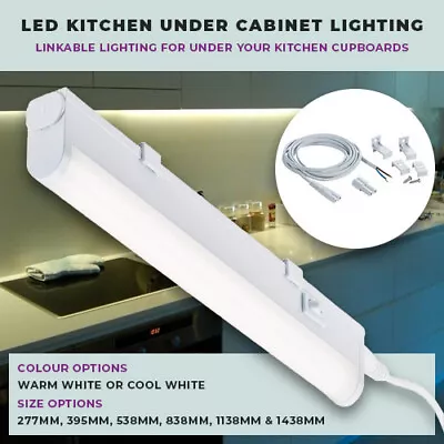 Kitchen Under Cupboard Led Linkable Strip Lights Warm Cool White 3000k 4000k • £5.10