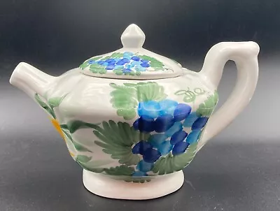 Vintage Italian Teapot Fortebraccio Ceramiche Dipinto A Mano W Lid 9 1/2  Lg • $19