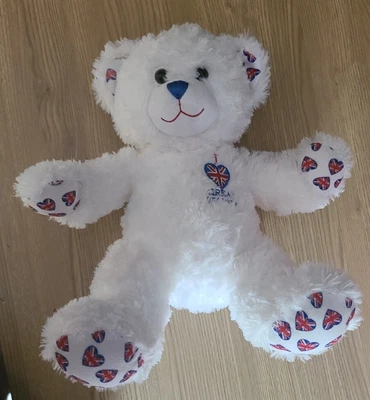 £9.99 • Buy Build A Bear I Love Heart Great Britain 2011 Union Jack Bear 16” With Heartbeat