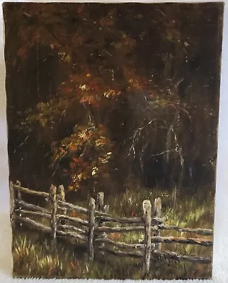 Vintage Original Oil Painting Signed Hildegand 6/85 Evening Woods Forest Fence • $99.99