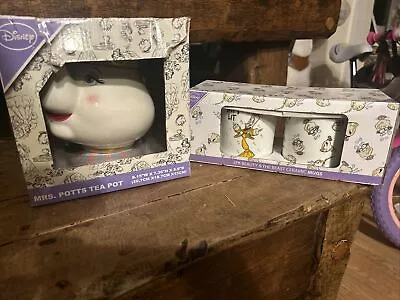 Disney Beauty & The Beast Mrs Potts Large Ceramic Teapot Ltd Edition Plus Mugs • £18.99