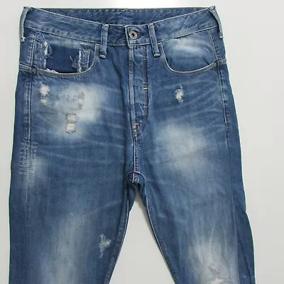 G-Star Jeans Mens W30 L32 Loose Taper Blue Button Fly Ripped Type-C 3D Light • $22.49