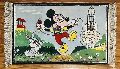 Vintage Disney Mickey Mouse Rocket Rectangular Area Rug Wall Tapestry Belgium • $34.95