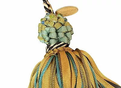 Vintage MacKenzie Childs Tassels Curtain Tieback Decor Teal Gold Beaded Loop • $118.99