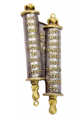 Torah Pewter Mezuzah Shema Scroll Judaica Israel Gift Jewish Door • $19.95