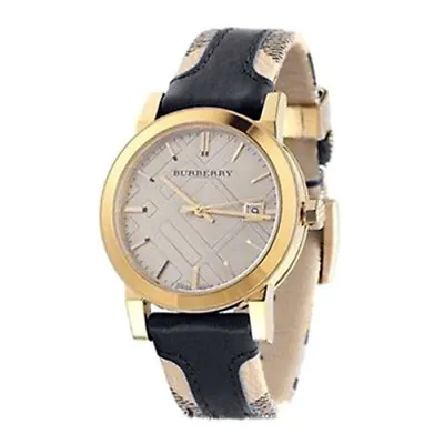 $600 • Buy Burberry The City Gold BU9032 Gold Unisex Leather Strap Swiss Quartz Watch