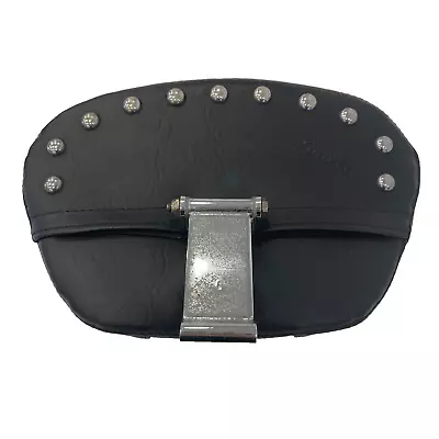 Mustang Chrome Studded Wide Touring Leather Low Driver Backrest Pad 08-24 Harley • $148