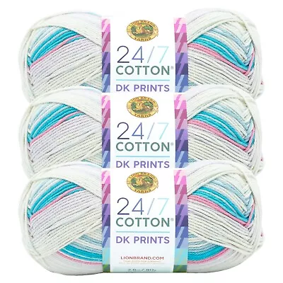 (3 Pack) Lion Brand Yarn 769-501R 24/7 Cotton DK Yarn Magical • $14.97