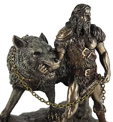 10 1/2  Tyr Binding With Fenrir Viking Norse Mythology God Bronze Finish Statue • $116.44