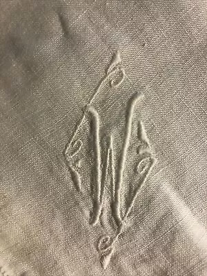 Vintage Man’s Handkerchief Beautiful Embroidered  Monogram. “W” Or “M” • $7.50