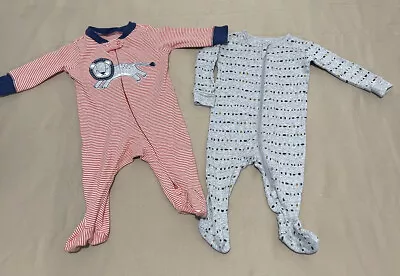 3 Months Infant Baby Boys 2 Piece Footed Pajamas Sleepwears Carters & Petit Lem • $8
