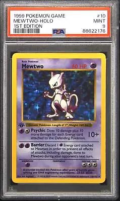 1999 Pokemon Game 10 Mewtwo 1st Edition Holo Rare Pokemon TCG Card PSA 9 • $22.50