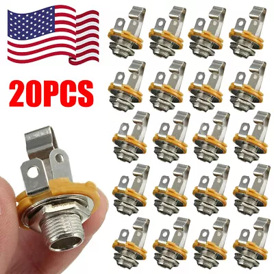 20 PC 1/4  6.35mm Mono Socket Jack Female Connector Panel Mount Solder M644** • $13.49