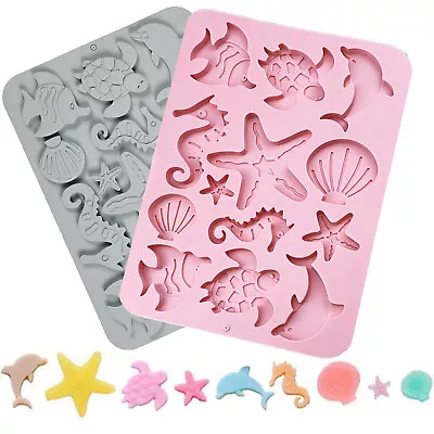 Sea Shell Star Fish Silicone Cake Chocolate Baking Mold Ice Cube Tray Mould Tool • £3.79