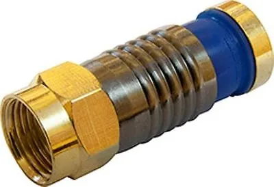 25 X Gold Snap Seal Compression Type F Plug Connectors For RG6 WF100 Coax Cable • £9.99