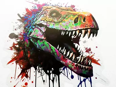 Colorful T-Rex Head 3 Inch Transparent Sticker Dinasuar Decal • $2.99