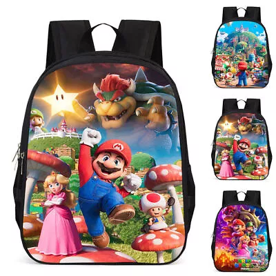 Super Mario Backpack Kids Rucksack Student School Shoulder Bags Travel Bookbags • £17