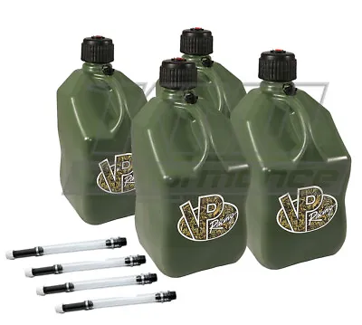 VP Racing Camo Square Fuel Jug Gas Can 4 Pack + 4 Fill Hoses 4x4 Off Road UTV • $133.95