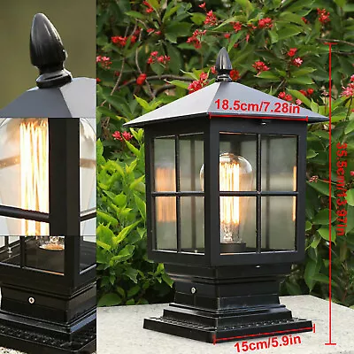 Outdoor Lamp Post Light Fixture Vintage Black Lantern Garden Gate Column Light • $35